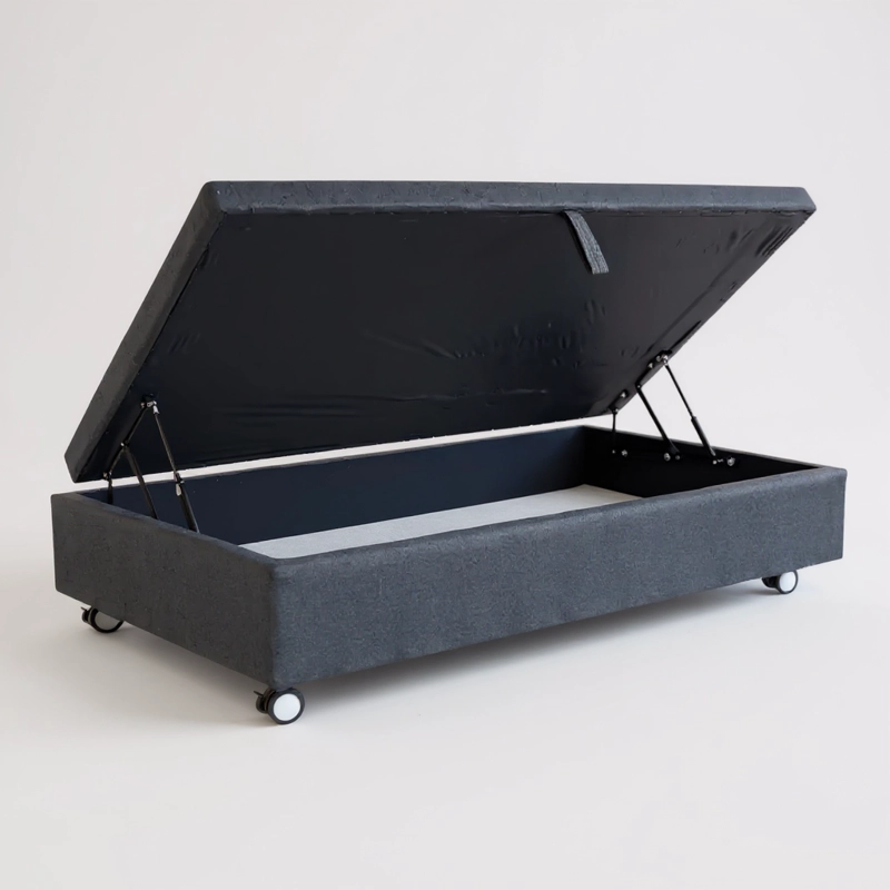 BASE CAMA BAUL 1.5 PLAZA L190 (GRIS) / RUEDAS LOGO CON FRENO / CON REFUERZO - 1