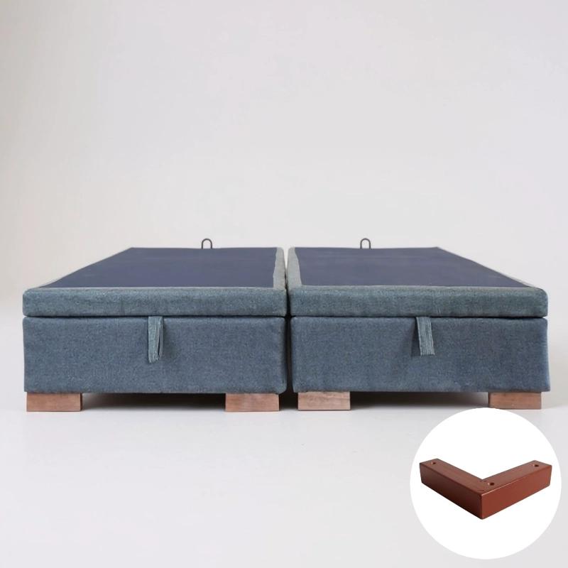 BASE CAMA BAUL FULL DIVIDIDA L200 (GRIS) / PATAS DE MADERA 4.5 CM / SIN REFUERZO - 1