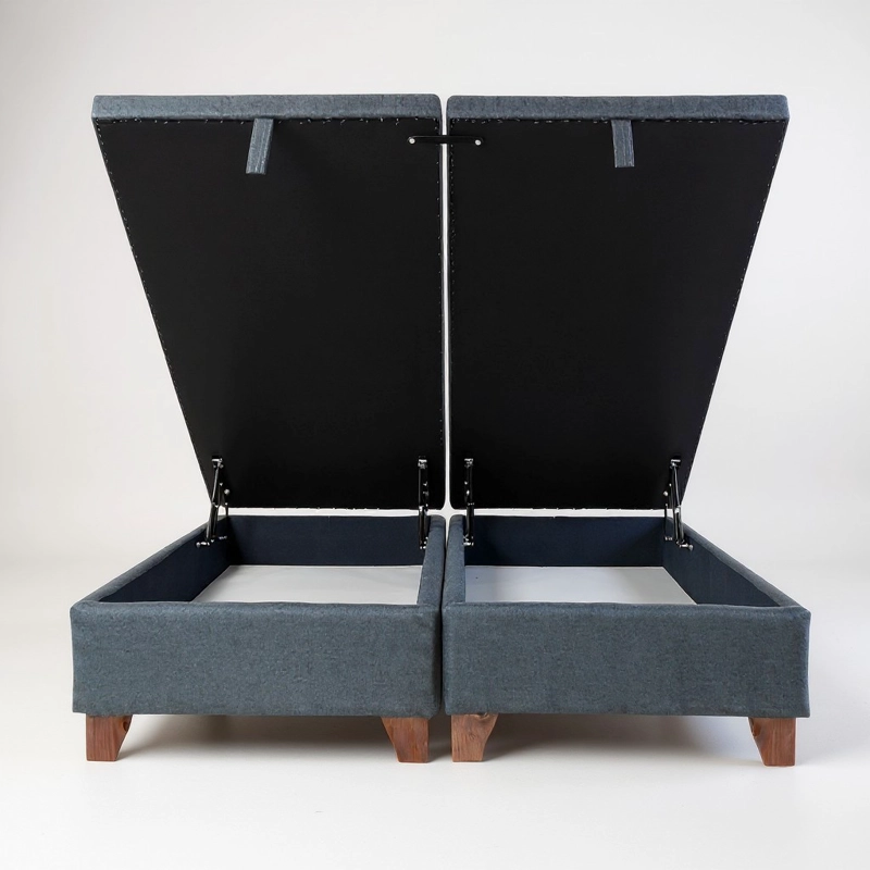 BASE CAMA BAUL FULL DIVIDIDA L200 (GRIS) / PATAS DE MADERA 11 CM / SIN REFUERZO - 2