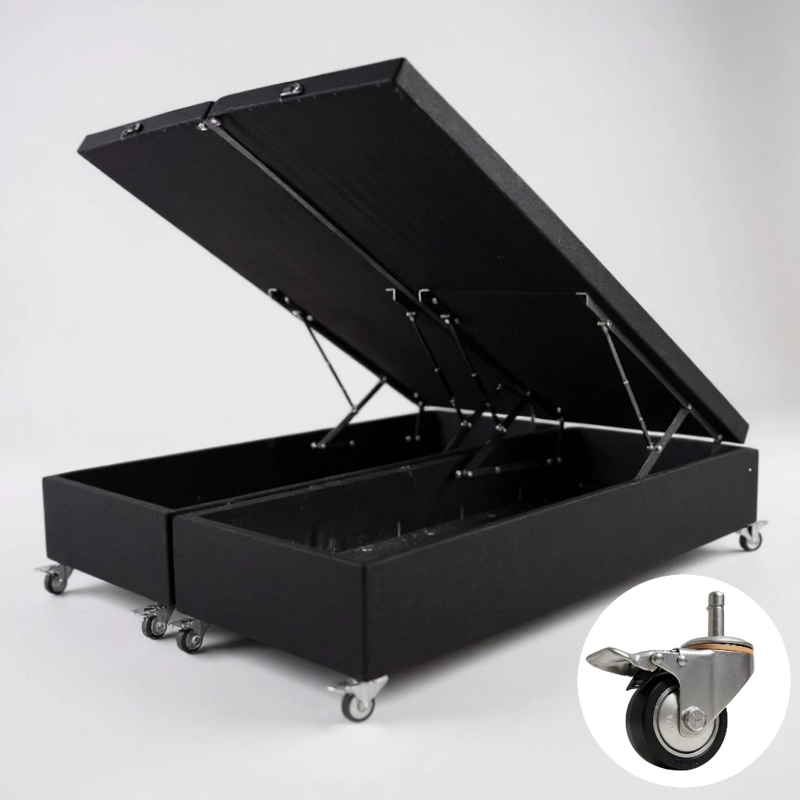 BASE CAMA BAUL 2 PLAZAS DIVIDIDA L200 (NEGRO) / RUEDAS DELUXE CON FRENO / SIN REFUERZO - 1