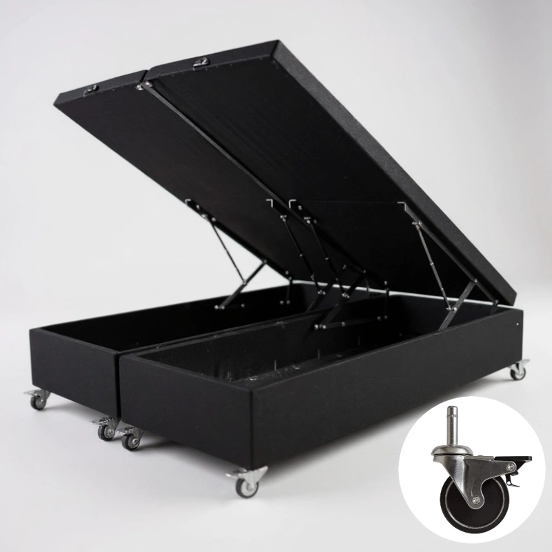 BASE CAMA BAUL 2 PLAZAS DIVIDIDA L190 (NEGRO) / RUEDAS PYTON CON FRENO / CON REFUERZO - 1