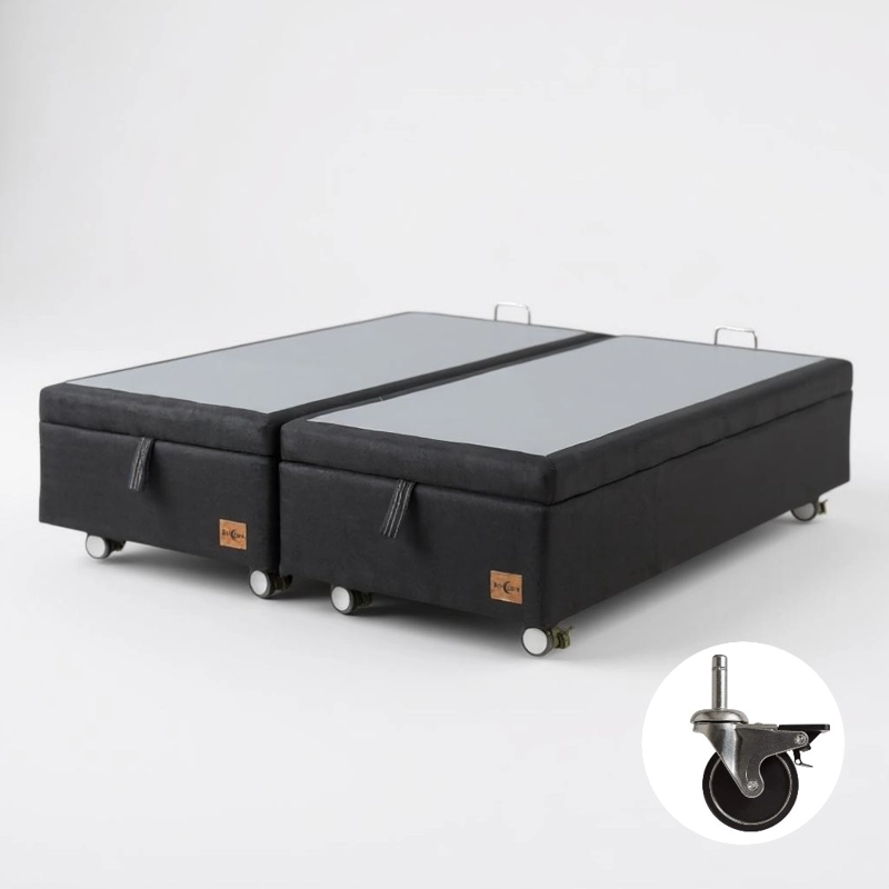 BASE CAMA BAUL SUPER KING DIVIDIDA (NEGRO) / RUEDAS PYTON CON FRENO / SIN REFUERZO - 1