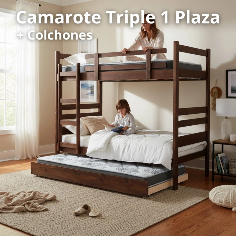 CAMAROTE DESMONTABLE TRIPLE CON COLCHONES 1 PLAZA - 4
