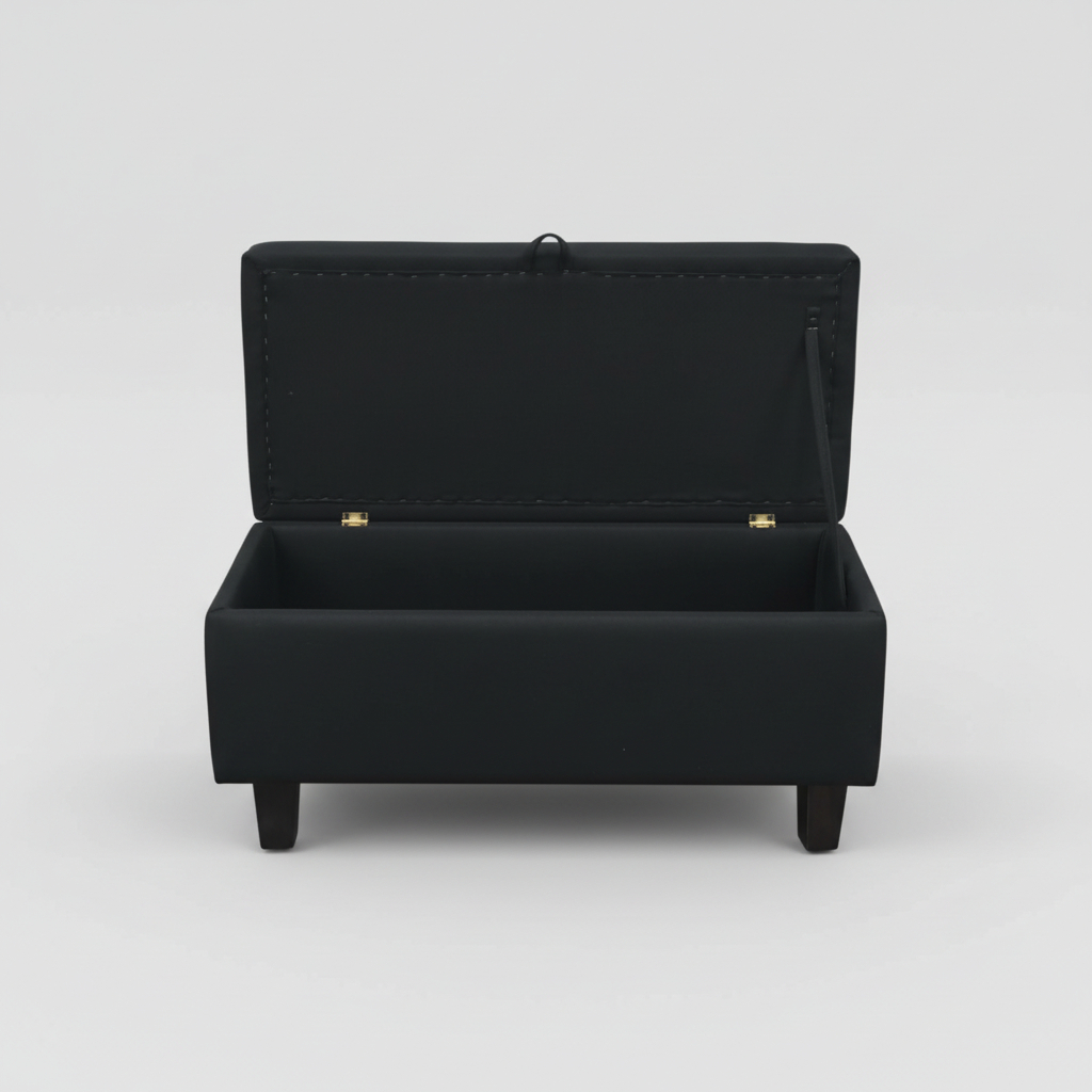 BANQUETA PIECERA  90 CM TAPIZ GENOVA (NEGRO) - 1