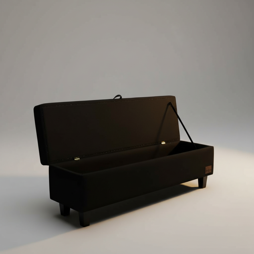 BANQUETA PIECERA  130 CM TAPIZ GENOVA (NEGRO) - 1