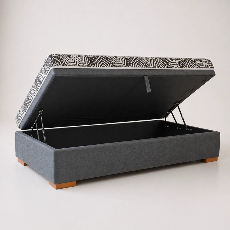 CAMA BAUL 1 PLAZA + COLCHON MODELO IDEAL / CON PATAS DE 4.5 CM (GRIS) - 2