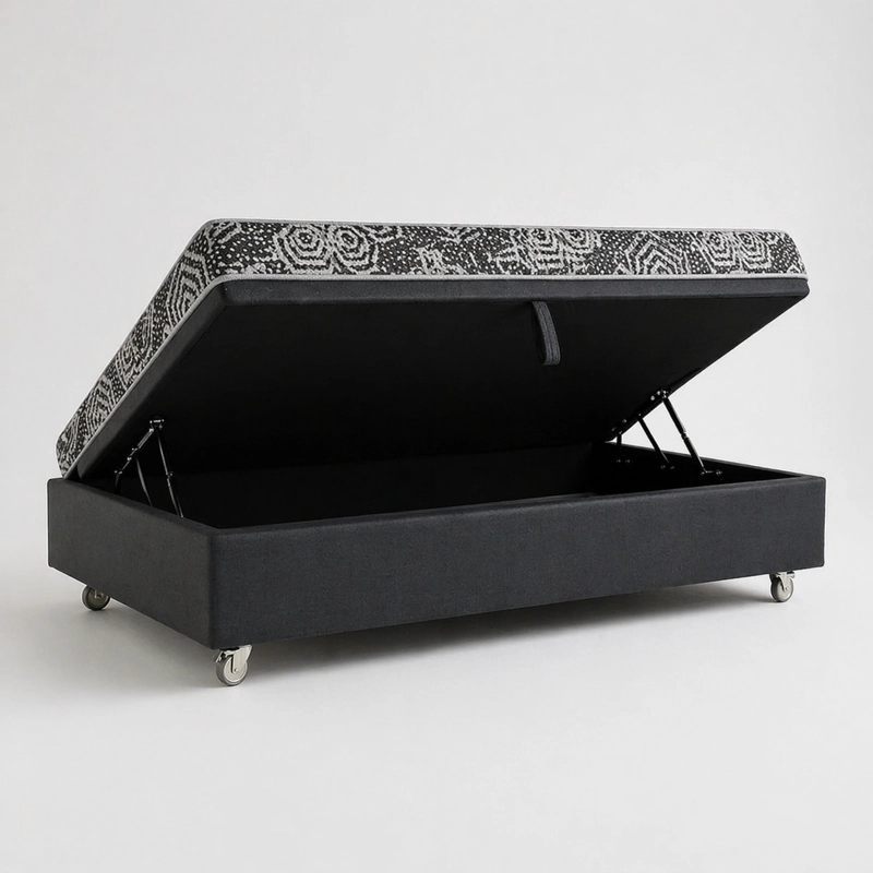 CAMA BAUL 1 PLAZA + COLCHON MODELO IDEAL / CON RUEDA PYTON (GRIS) - 2