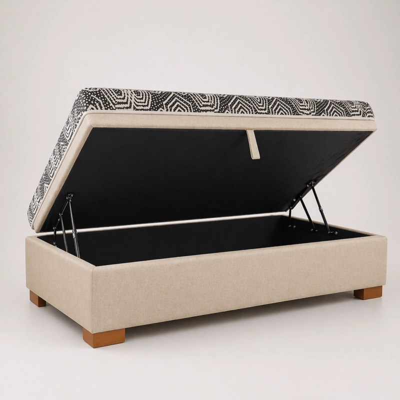 CAMA BAUL 1 PLAZA + COLCHON MODELO IDEAL / CON PATAS DE 4.5 CM (BEIGE) - 2