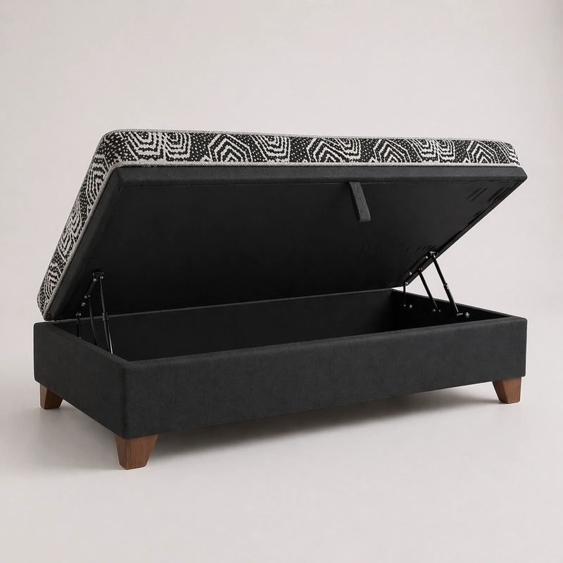 CAMA BAUL 1 PLAZA + COLCHON MODELO IDEAL / CON PATAS DE 11 CM (NEGRO) - 2