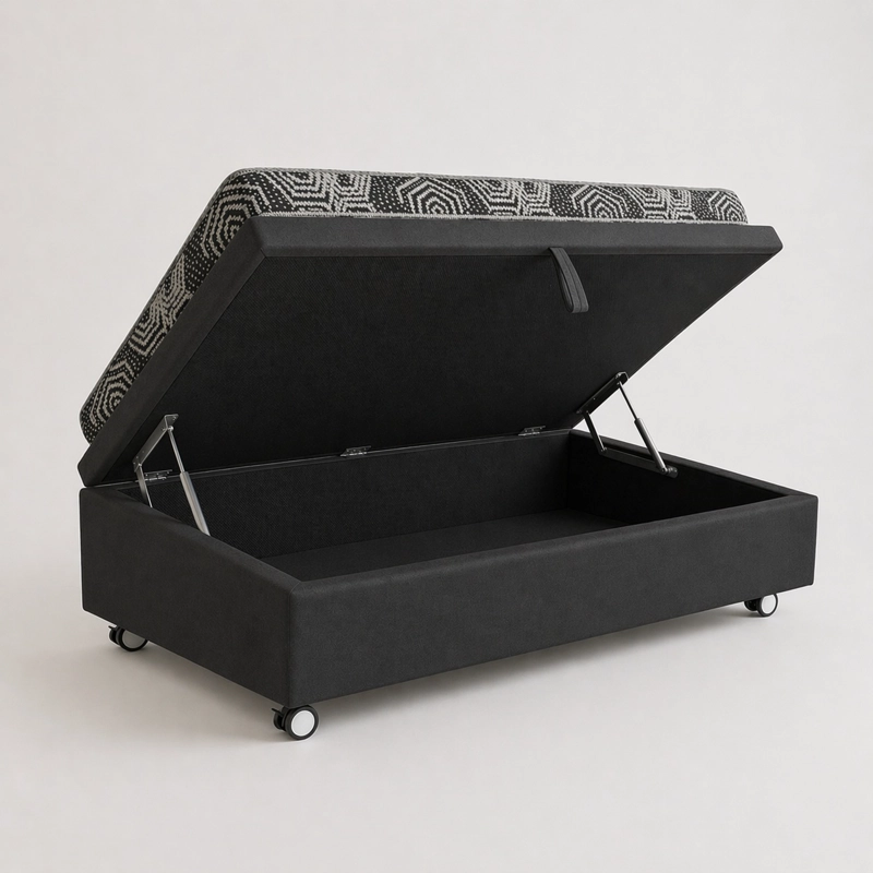 CAMA BAUL 1 PLAZA + COLCHON MODELO IDEAL / CON RUEDA LOGO (NEGRO) - 2