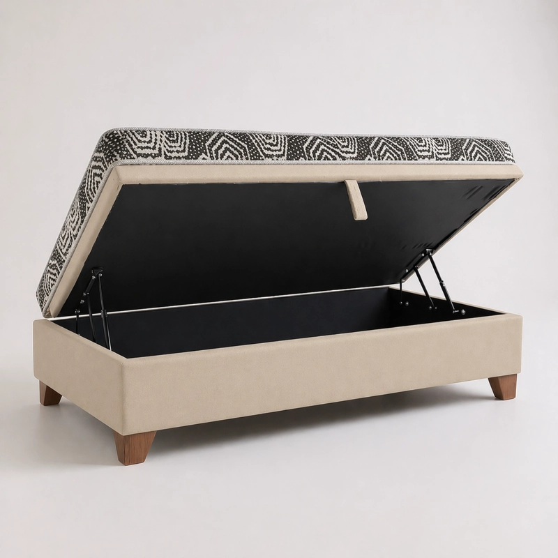 CAMA BAUL 1.5 PLAZA + COLCHON MODELO IDEAL / CON PATAS DE 11 CM (BEIGE) - 2