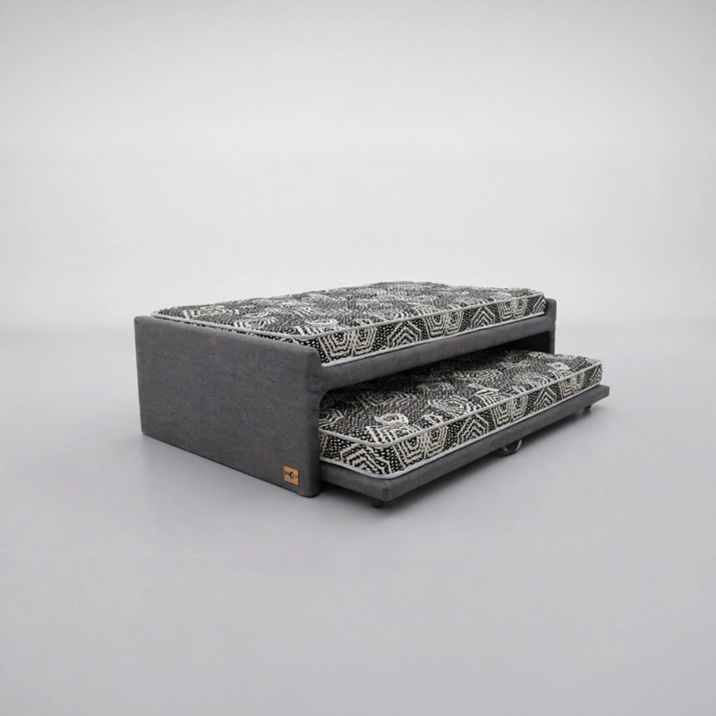 CAMA NIDO 1.5 PLAZA / 190 CM ARRIBA Y ABAJO - COLCHON IDEAL- RUEDAS DIVAN (GRIS) - 1