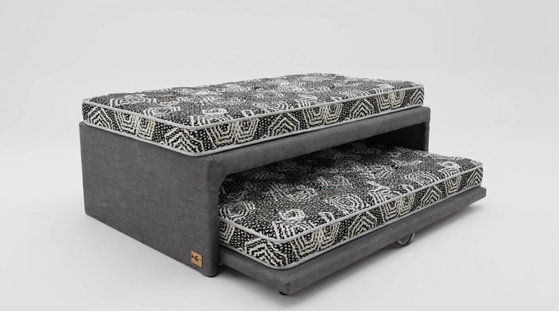 CAMA NIDO 1.5 PLAZA - 190 CM ARRIBA / 180 CM ABAJO - COLCHON IDEAL - RUEDAS DIVAN (GRIS) - 1