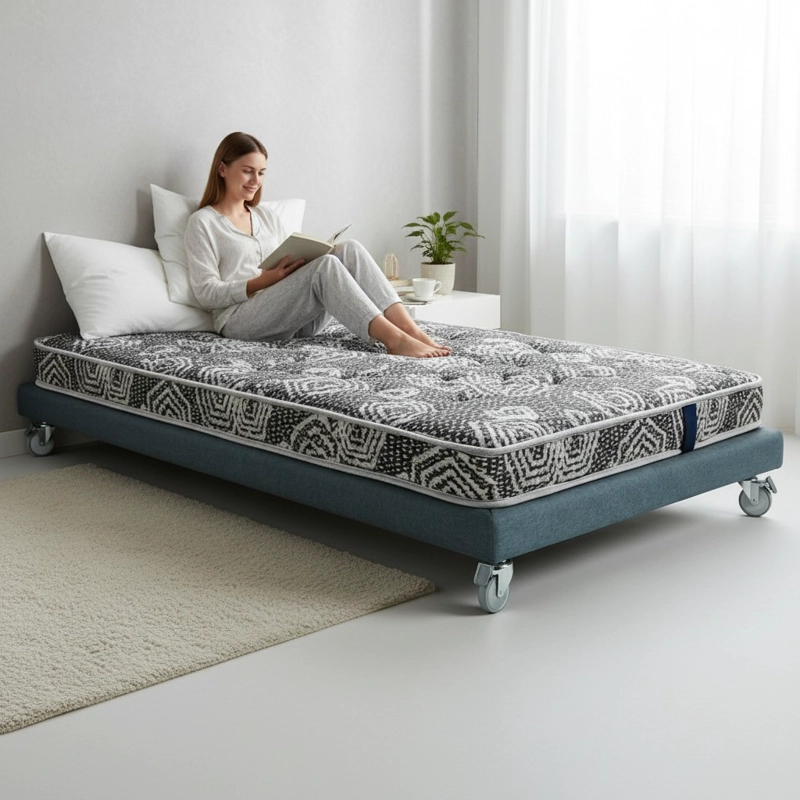 CAMA 1 PLAZA BOX 8 CM L190 cm + COLCHON MODELO IDEAL - RUEDA PYTON (GRIS) - 1