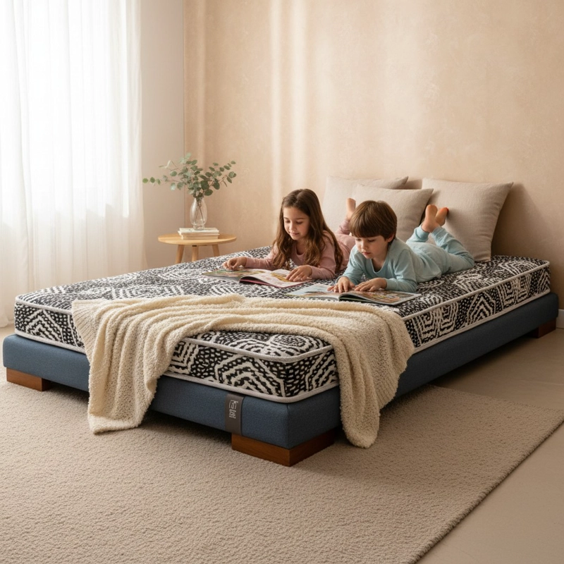 CAMA 1 PLAZA BOX 8 CM L190 cm + COLCHON MODELO IDEAL / CON PATAS DE 6.5 CM(GRIS) - 1
