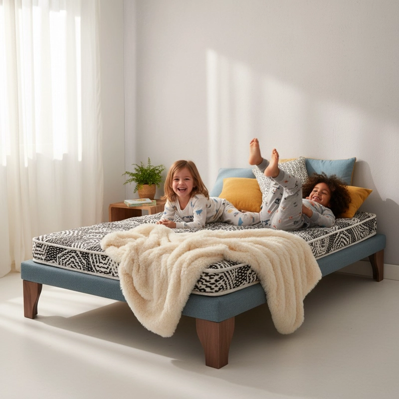 CAMA 1 PLAZA BOX 8 CM L180 CM + COLCHON MODELO IDEAL / CON PATAS DE 11 CM (GRIS) - 1
