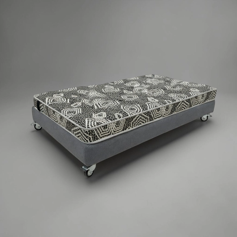 CAMA 1 PLAZA BOX 13 CM L190 CM + COLCHON MODELO IDEAL - RUEDAS LOGO (GRIS) - 2
