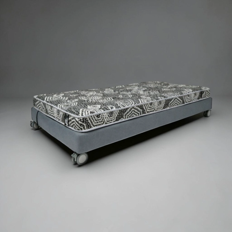 CAMA 1 PLAZA BOX 13 CM L190 CM + COLCHON MODELO IDEAL - RUEDAS PYTON (GRIS) - 2