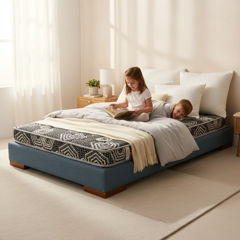 CAMA 1 PLAZA BOX 13 CM L190 CM + COLCHON MODELO IDEAL / CON PATAS DE 24 CM (GRIS) - 1