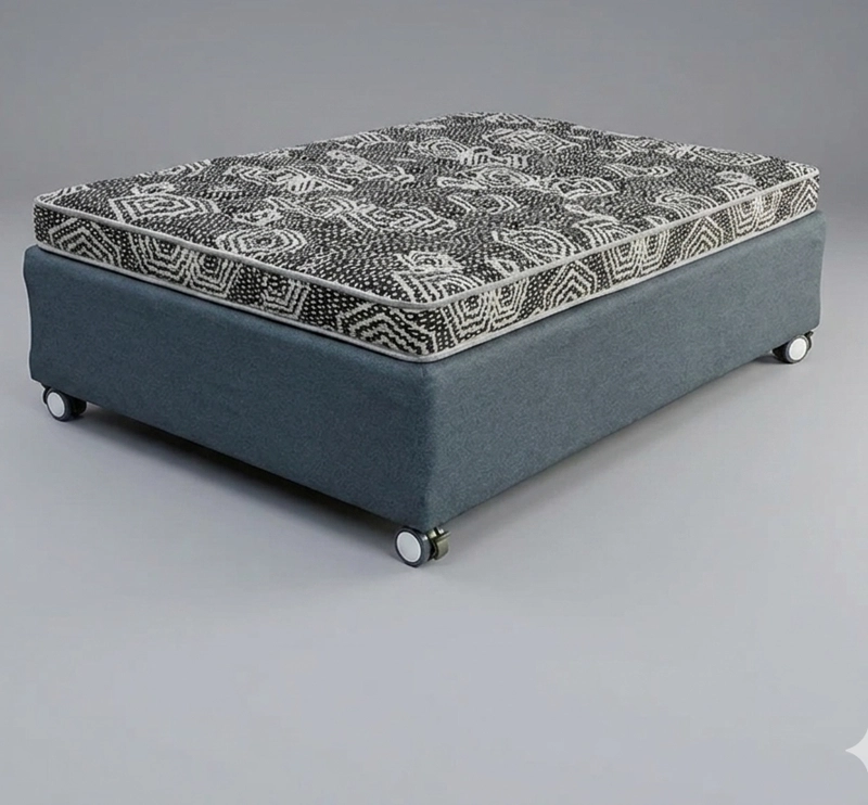 CAMA 1 PLAZA BOX 30 CM L190 CM + COLCHON MODELO IDEAL - RUEDAS LOGO (GRIS) - 2