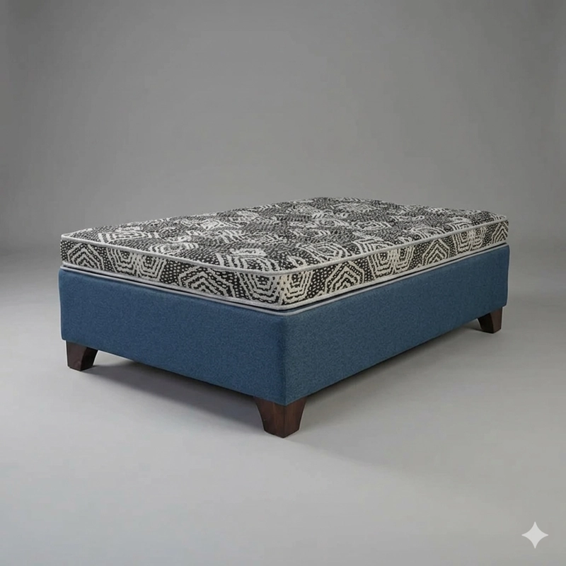 CAMA 1 PLAZA BOX 30 CM L180 CM + COLCHON MODELO IDEAL / CON PATAS DE 11 CM (GRIS) - 2
