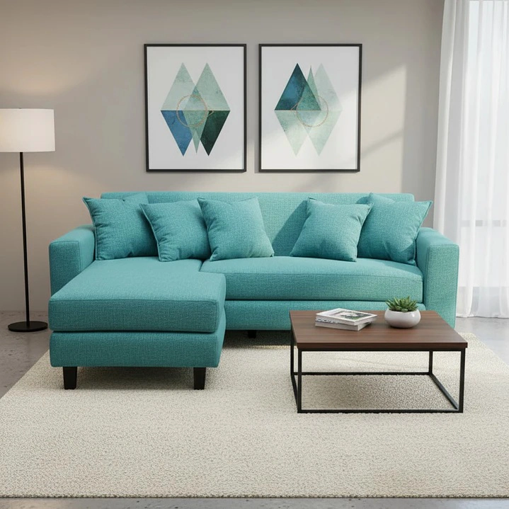 SOFA SECCIONAL BLOCCARE 3 CUERPOS - TELA VERONA (TURQUEZA) - 2