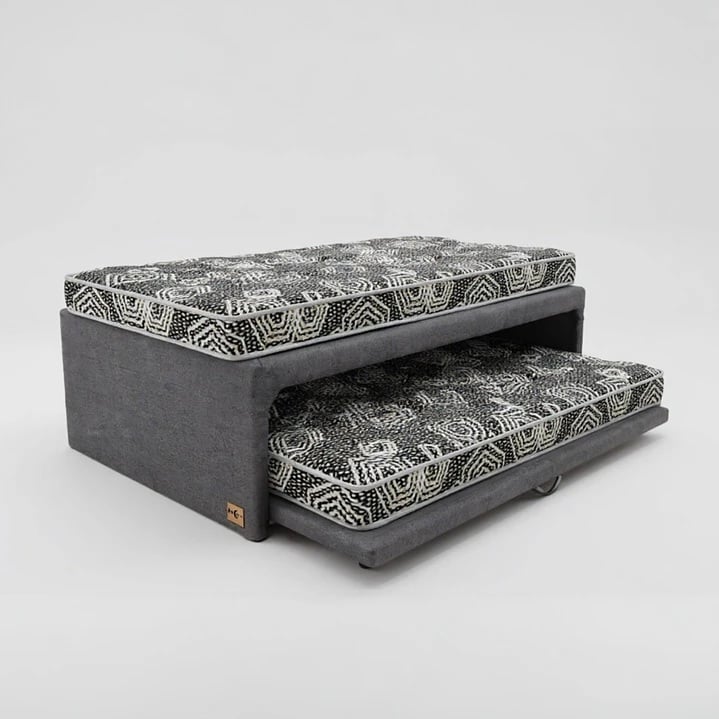 CAMA NIDO 1.5 PLAZA - 200 CM ARRIBA / 190 CM ABAJO - COLCHON IDEAL - RUEDAS DIVAN (GRIS) - 1