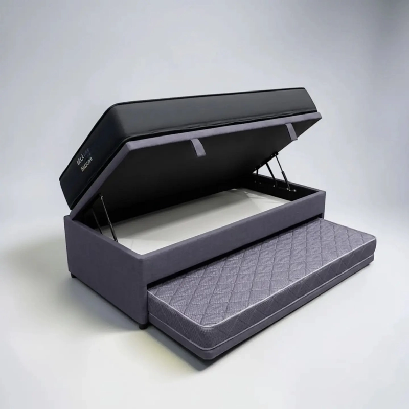 CAMA NIDO BAUL TRIPLE 1.5 PLAZA - 200 CM ARRIBA / 190 CM ABAJO + COLCHON BLACK PRIME - UNO - 1