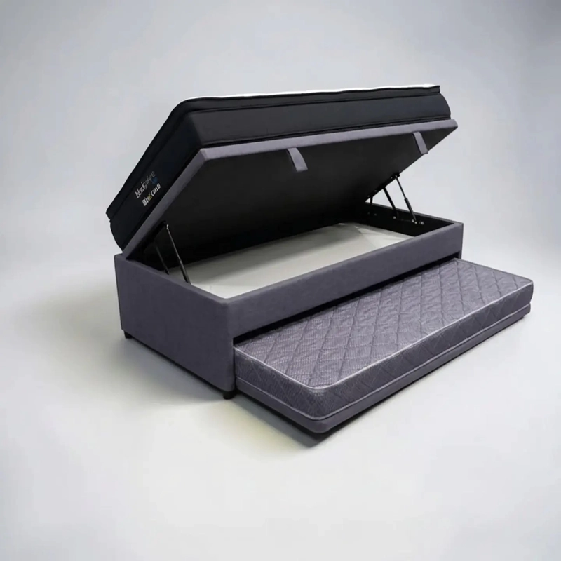 CAMA NIDO BAUL TRIPLE 1.5 PLAZA - 200 CM ARRIBA / 190 CM ABAJO + COLCHON BLACK PRIME - DOS - 1