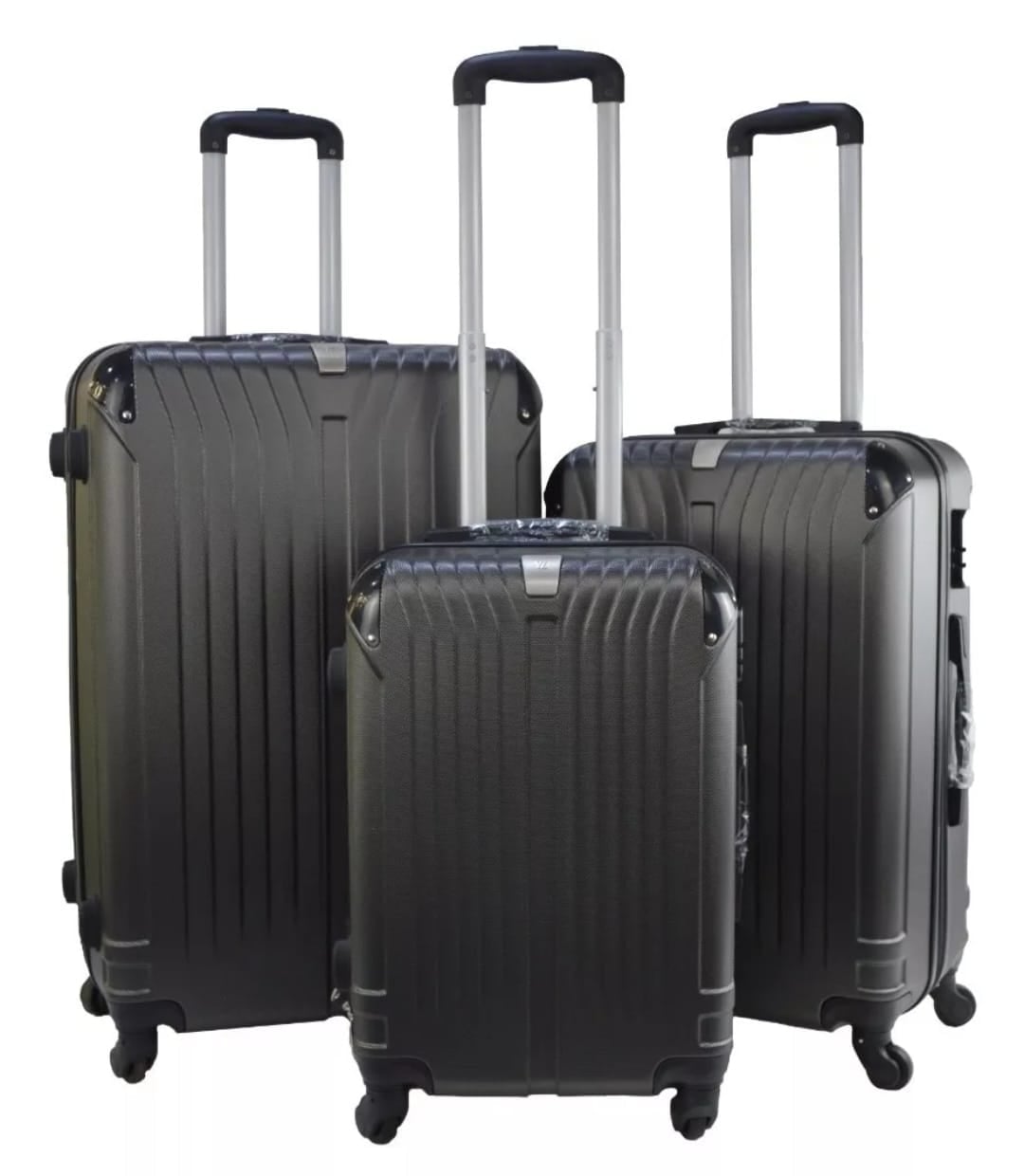 SET 3 MALETAS RIGIDAS RUEDAS 360 - NEGRA - 1