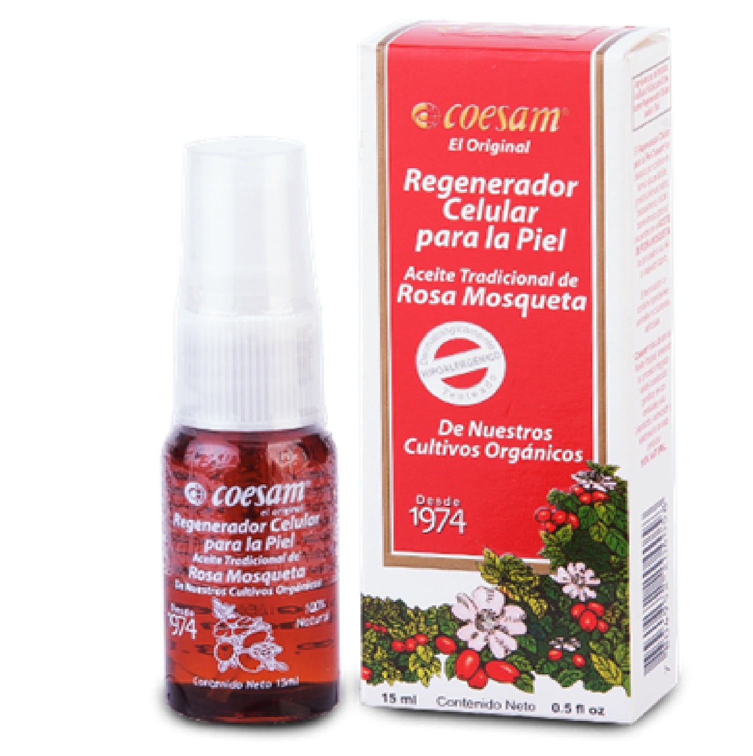 Aceite orgánico coesam aceite rosa mosqueta Natural Revitalizant of Rose Hip Oil 3 x 0 5 fl oz Coesam Rosa Mosqueta Chilena Belleza y Cuidado Personal