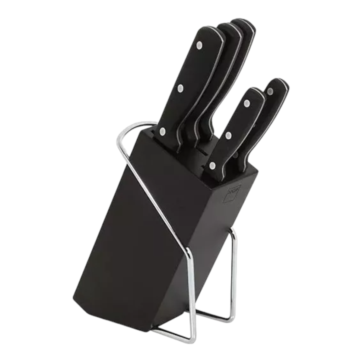SET JUEGO 5 CUCHILLOS BLADE MAGEFESA + TACO MADERA NEGRO - 3