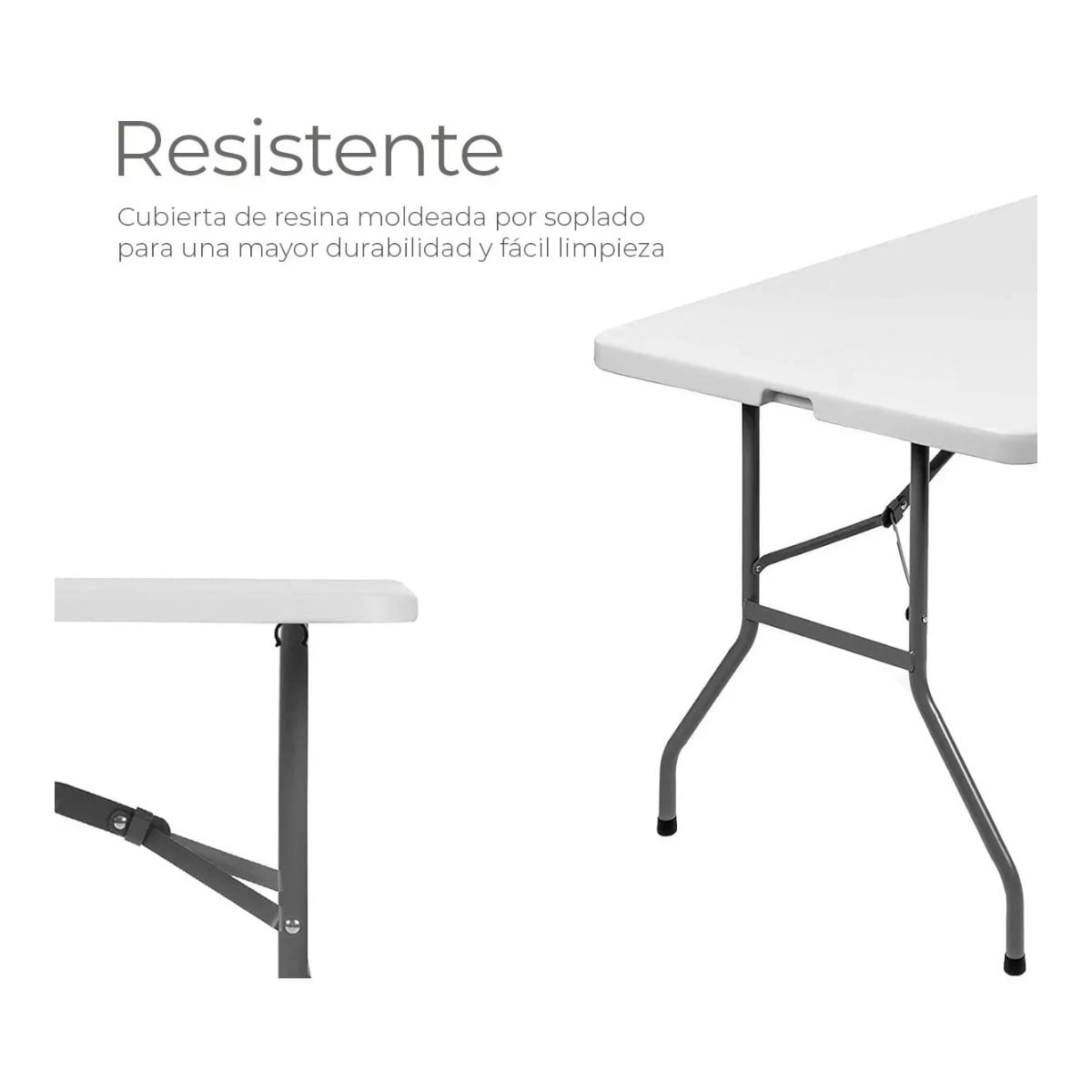 MESA PLEGABLE CAMPING 180 X 75 CMS PORTÁTIL BLANCO - 2