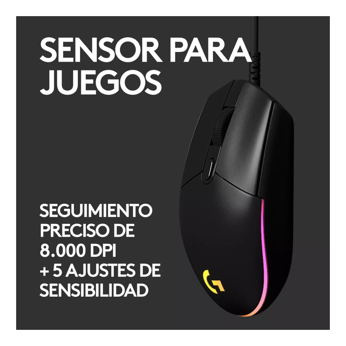 MOUSE LOGITECH GAMER NEW G203 LIGHTSYNC RGB COLOR NEGRO - 2