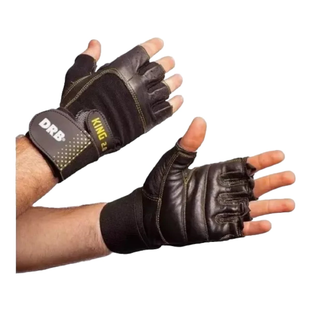 GUANTES GYM DRB CUERO ENTRENAMIENTO PESAS FITNESS KING - 2