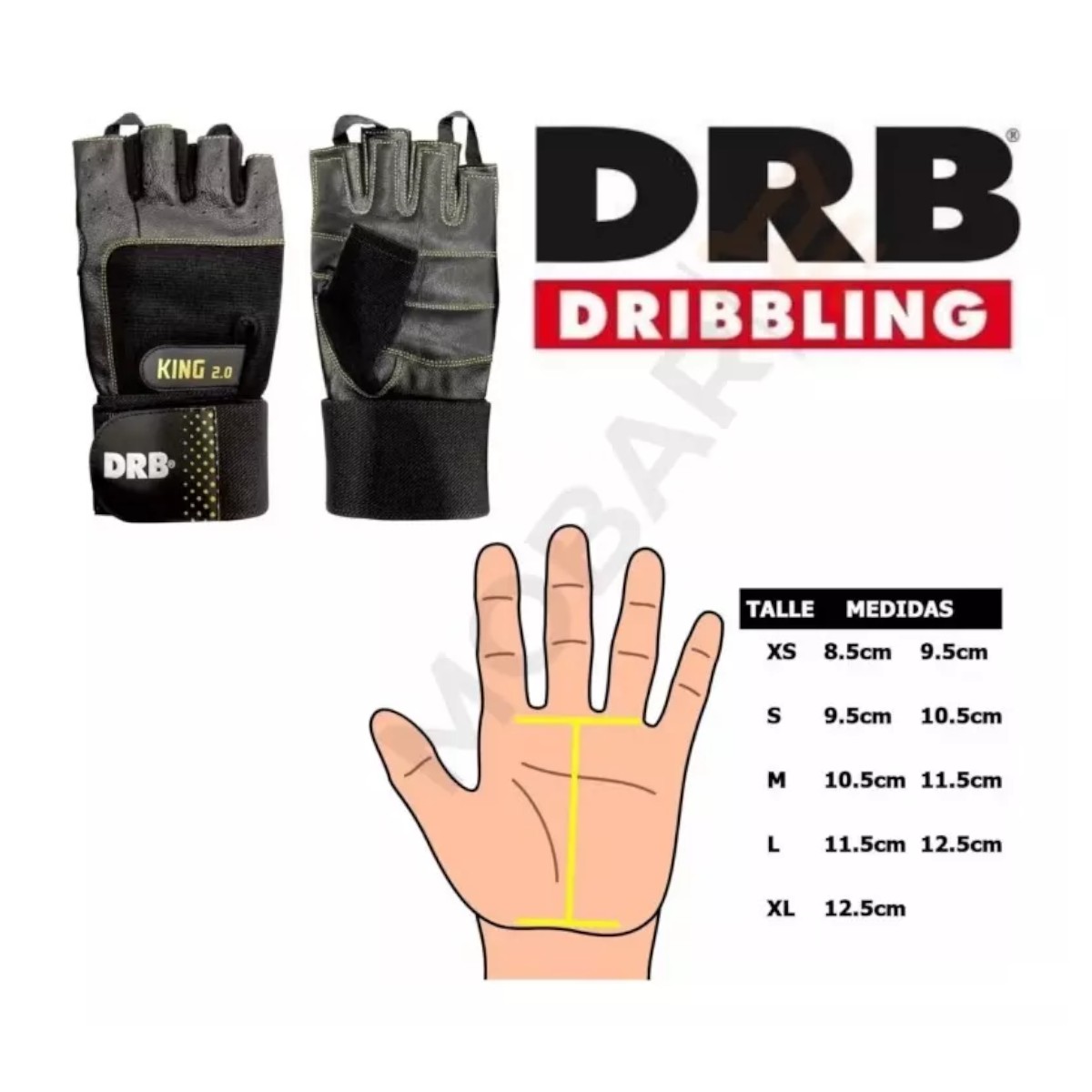 GUANTES GYM DRB CUERO ENTRENAMIENTO PESAS FITNESS KING - 4