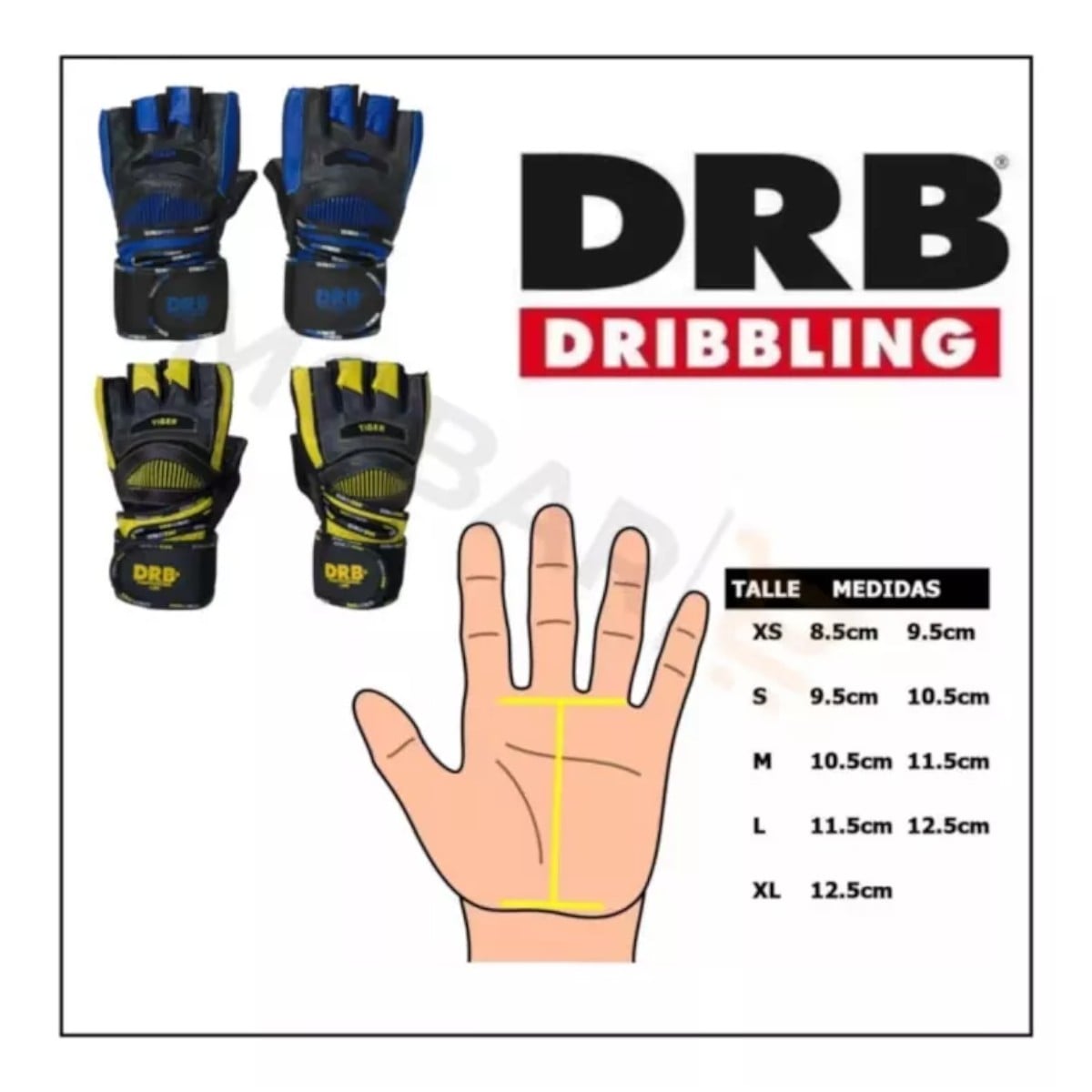 GUANTES PESAS DRB GYM ENTRENAMIENTO GIMNASIO TIGER PRO CUERO - 4