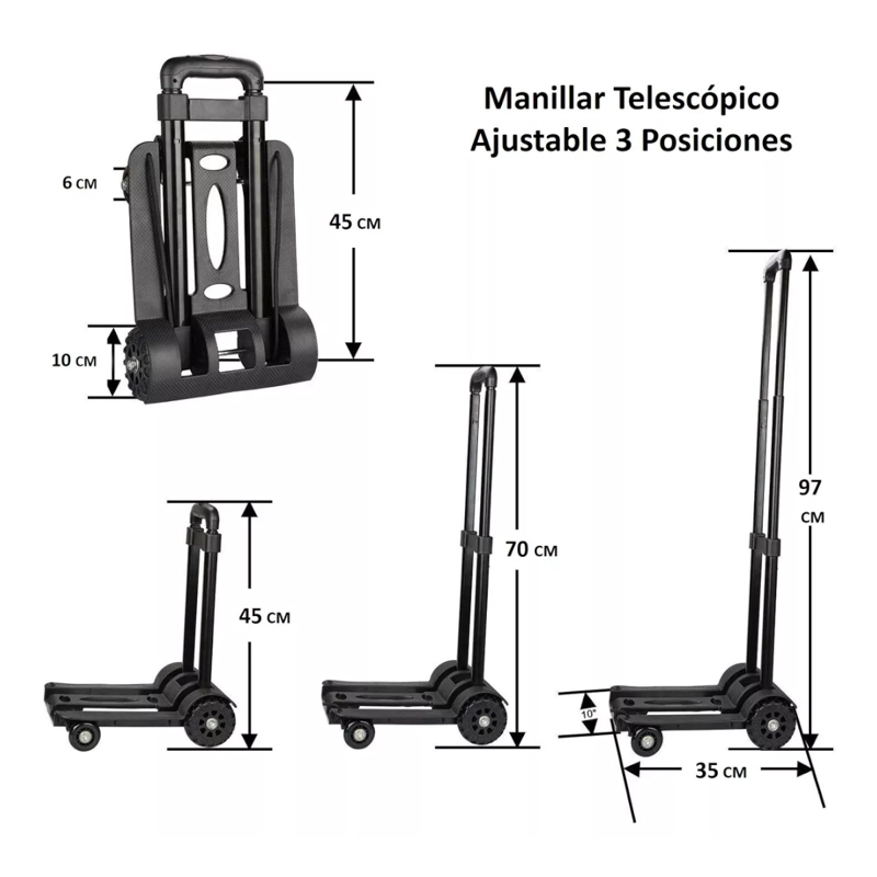 CARRO DE CARGA PLEGABLE PLATAFORMA 65 KILOS YEGUA CON AMARRE - 5