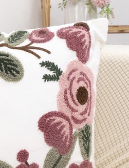 COJÍN HOMESTORE BORDADO FLOR ROSA 45 X 45 CM MULTICOLOR - 2
