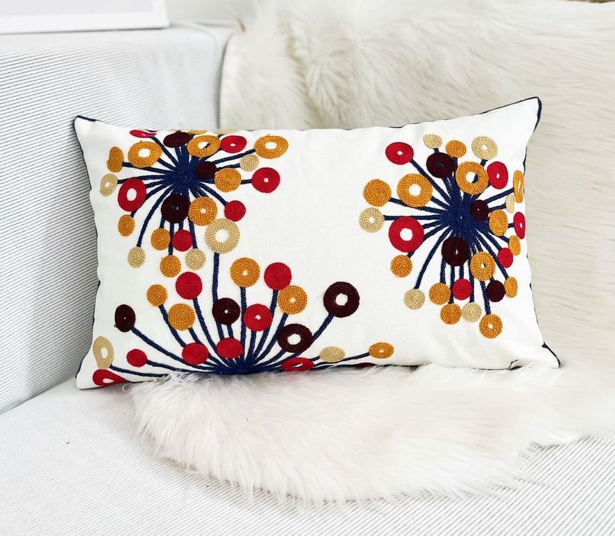 FUNDA COJÍN HOMESTORE BORDADA DIENTE LEÓN COLORES 50 X 30 CM MULTICOLOR - 1