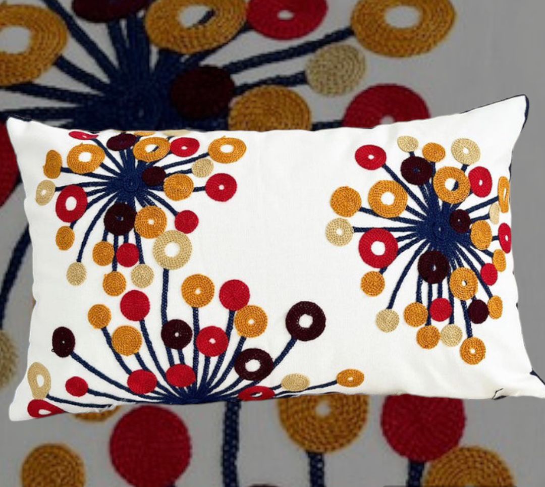 FUNDA COJÍN HOMESTORE BORDADA DIENTE LEÓN COLORES 50 X 30 CM MULTICOLOR - 2