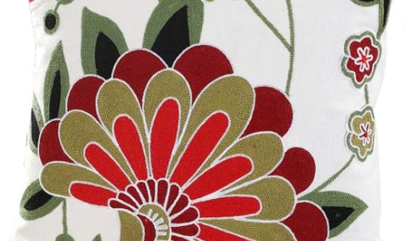 COJÍN HOMESTORE BORDADO GRAN FLOR 50 X 30 CM MULTICOLOR - 2