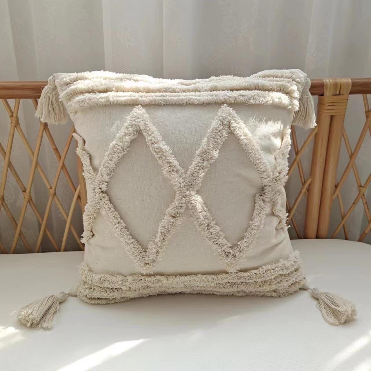 FUNDA COJÍN HOMESTORE BOHO NÓRDICO 45 X 45 CM CRUDO - 1