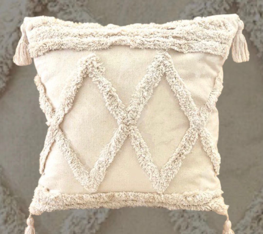 FUNDA COJÍN HOMESTORE BOHO NÓRDICO 45 X 45 CM CRUDO - 2