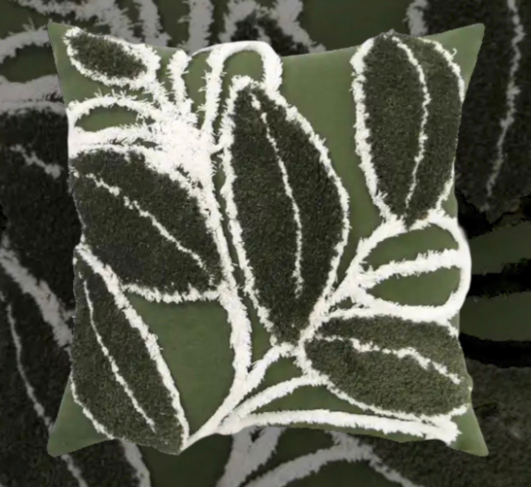 COJÍN HOMESTORE BOHO HOJAS 45 X 45 CM VERDE - 2