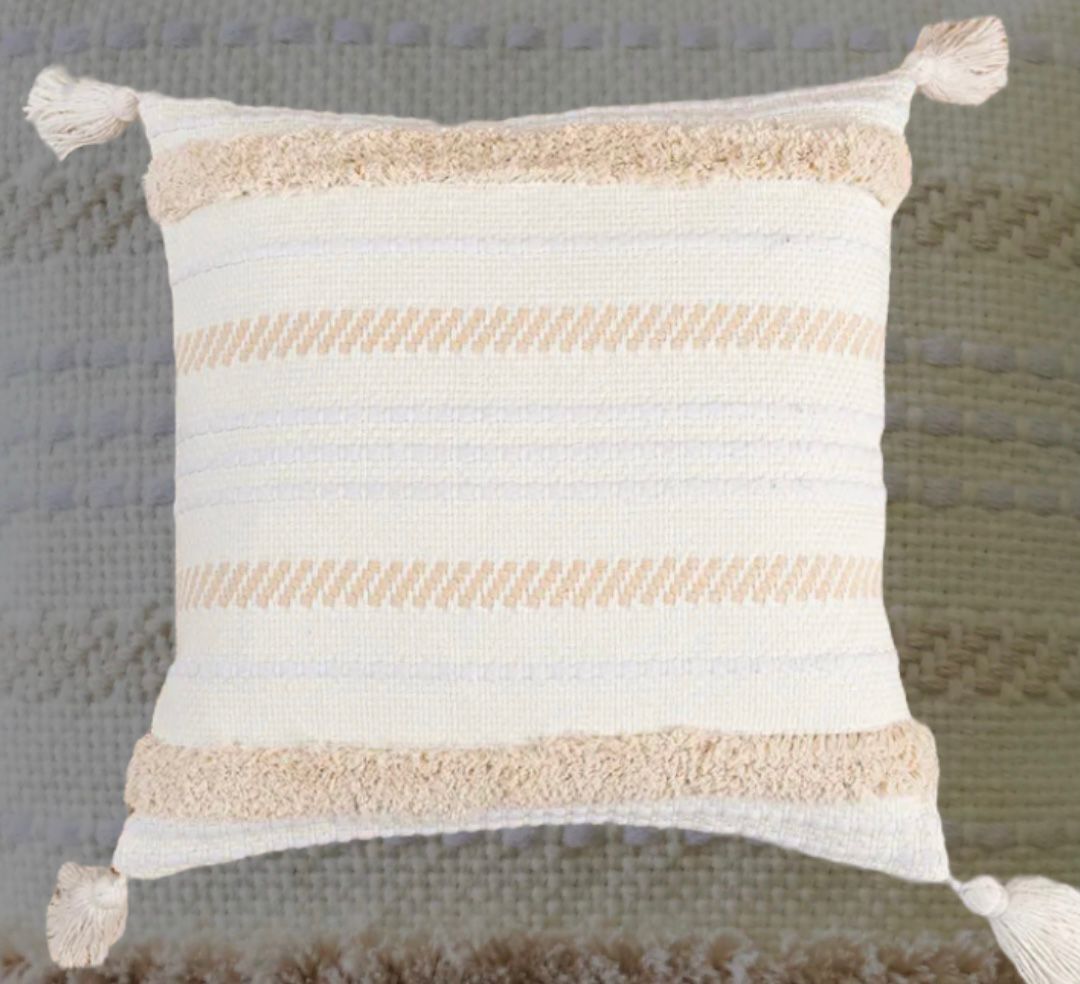 COJÍN HOMESTORE BOHO TEJIDO 45 X 45 CM BEIGE - 2
