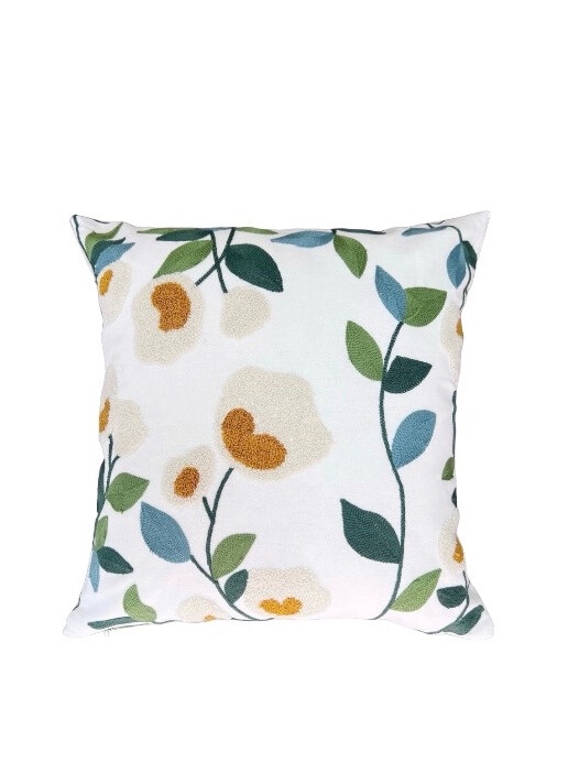 FUNDA COJÍN HOMESTORE BORDADA 45 X 45 CM AZUL VERDE - 1