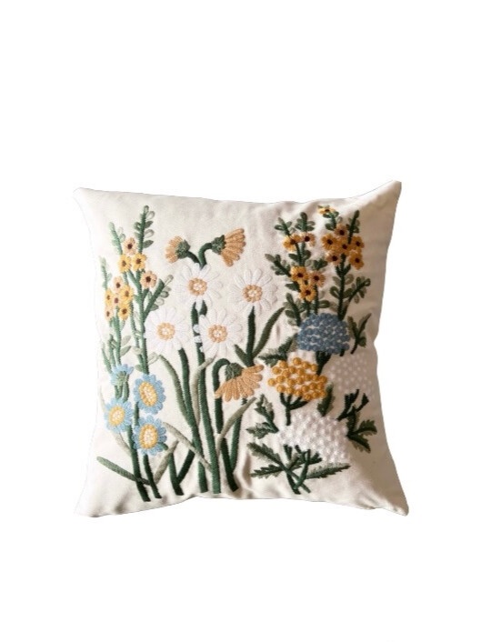 COJÍN HOMESTORE BORDADO FLORAL MIXTO 45 X 45 CM MULTICOLOR - 1