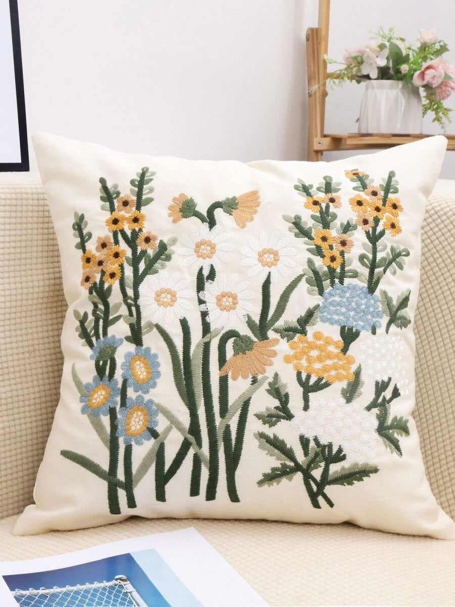 COJÍN HOMESTORE BORDADO FLORAL MIXTO 45 X 45 CM MULTICOLOR - 2