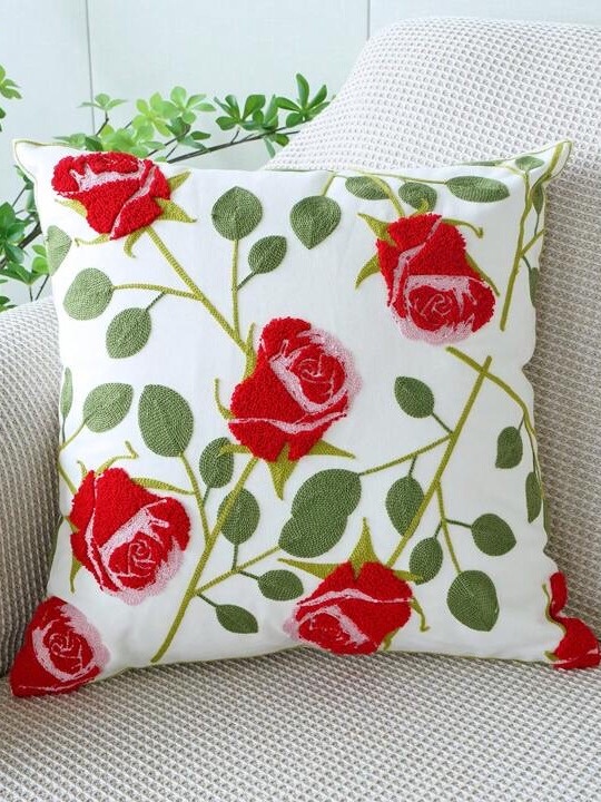 FUNDA COJÍN HOMESTORE BORDADA ROSAL 45 X 45 CM MULTICOLOR - 2